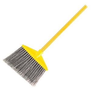 rubbermaid commercial products angled large broom with polyethylene bristles, yellow/gray, indoor/outdoor use restaurant/lobby/office/mall, 10.5", pack of 6
