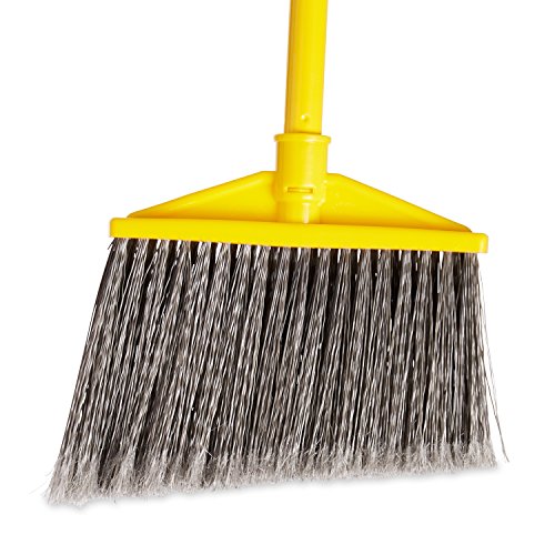 Rubbermaid Commercial Products Angled Large Broom with Polyethylene Bristles, Yellow/Gray, Indoor/Outdoor use Restaurant/Lobby/Office/Mall, 10.5", Pack of 6