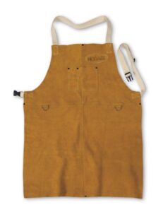 hobart unisex adult leather protective work and lab aprons, tan leather, large us