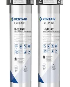 Pentair Everpure H-1200 Drinking Water System, EV928200, NSF Certified to Reduce PFOA/PFOS, Dual Cartridge System Includes Filter Head, Cartridges and all Hardware, 1,000 Gallon Capacity, 0.5 Micron