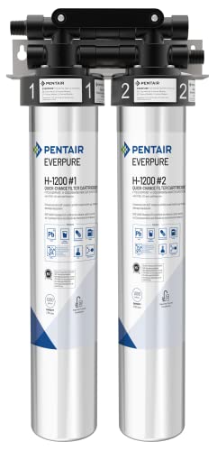 Pentair Everpure H-1200 Drinking Water System, EV928200, NSF Certified to Reduce PFOA/PFOS, Dual Cartridge System Includes Filter Head, Cartridges and all Hardware, 1,000 Gallon Capacity, 0.5 Micron