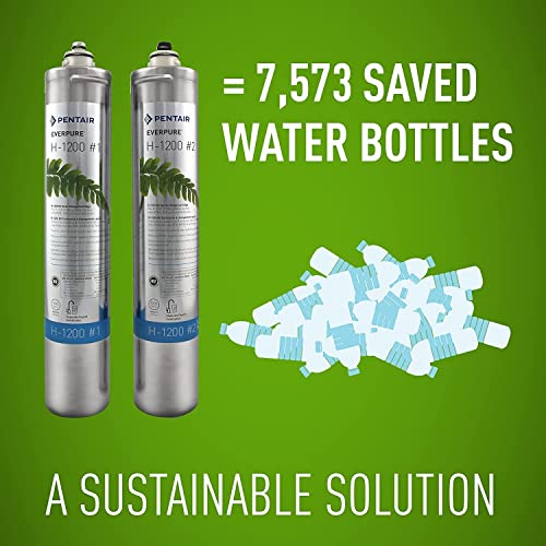 Pentair Everpure H-1200 Drinking Water System, EV928200, NSF Certified to Reduce PFOA/PFOS, Dual Cartridge System Includes Filter Head, Cartridges and all Hardware, 1,000 Gallon Capacity, 0.5 Micron