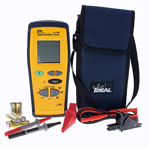 IDEAL INDUSTRIES INC. 61-795 Hand-held Insulation Tester, 250/500/1000V test voltages,Yellow, General Duty