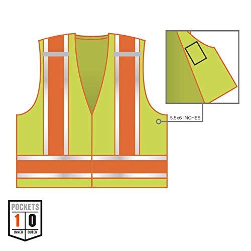 Public Safety Reflective Vest, High Visibility, ANSI Compliant, Breakaway, 6XL/7XL, Ergodyne GloWear 8245PSV,Lime