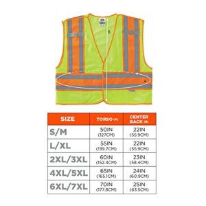 Public Safety Reflective Vest, High Visibility, ANSI Compliant, Breakaway, 6XL/7XL, Ergodyne GloWear 8245PSV,Lime