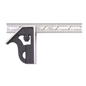 starrett student combination square - ideal for youngsters and apprentices - 6" blade length, cast iron head, hardened and tempered square blade, 4r graduation - 10h-6-4r