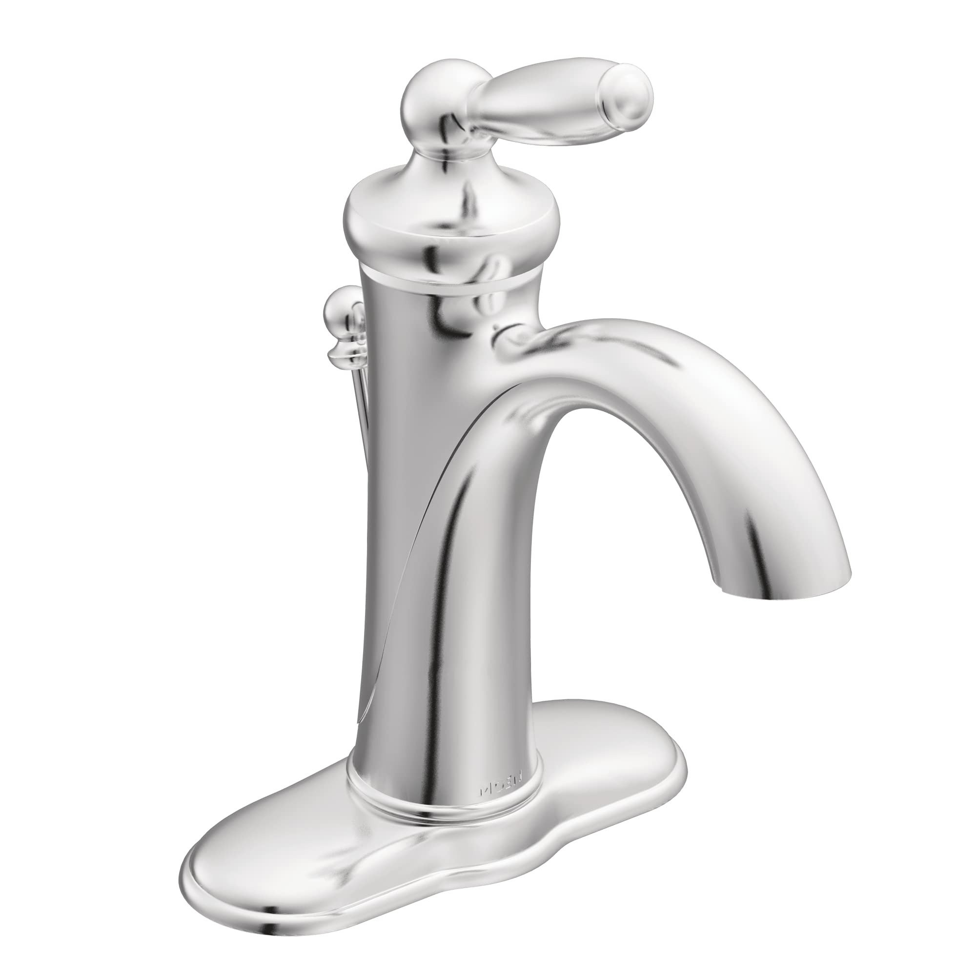 Moen Brantford Chrome One-Handle Traditional Bathroom Sink Faucet with Optional Deckplate and Available Vessel Sink Extension Kit, 6600