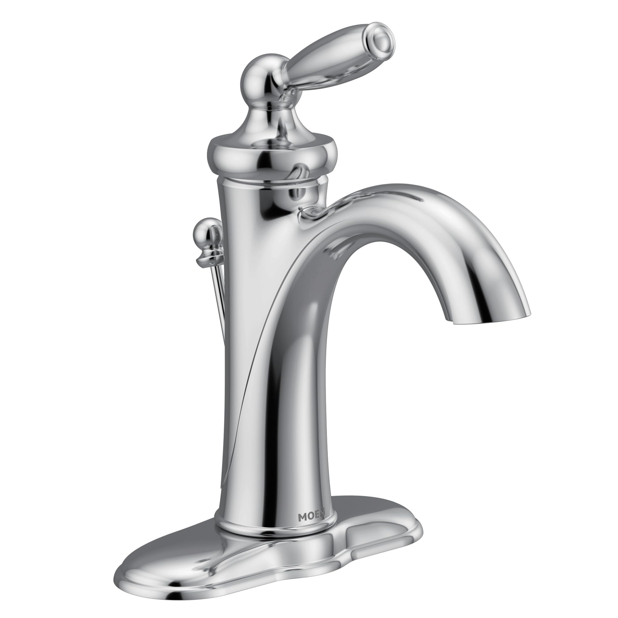 Moen Brantford Chrome One-Handle Traditional Bathroom Sink Faucet with Optional Deckplate and Available Vessel Sink Extension Kit, 6600