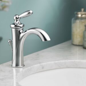 Moen Brantford Chrome One-Handle Traditional Bathroom Sink Faucet with Optional Deckplate and Available Vessel Sink Extension Kit, 6600