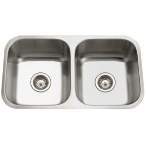 houzer std-2100-1 eston series undermount stainless steel 50/50 double bowl kitchen sink, 18 gauge