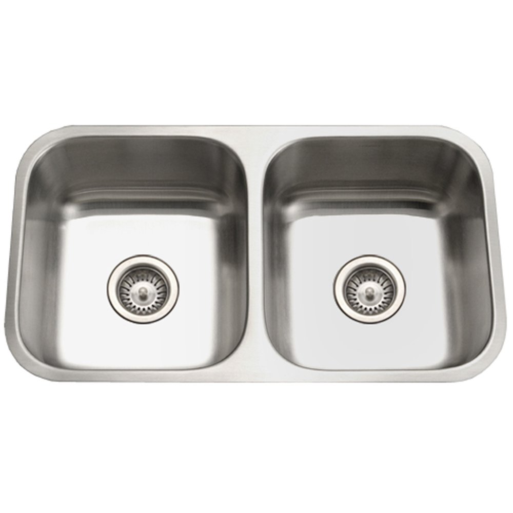 Houzer STD-2100-1 Eston Series Undermount Stainless Steel 50/50 Double Bowl Kitchen Sink, 18 Gauge