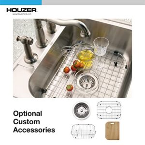 Houzer Stainless Steel 2522-8BS3-1 Glowtone Series Kitchen Sink - 25" Topmount Drop In Multipurpose Sink, Single Bowl Basin, 3 Hole, Ideal for Workstation, RV, Outdoor Kitchen, or Bar