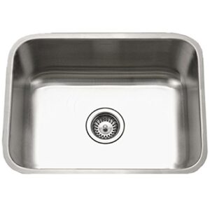 houzer stainless steel sts-1300-1 eston series l kitchen sink - undermount 23 inch single bowl sink, corrosion resistant stainless steel, easy to clean satin finish, ideal for washing and food prep