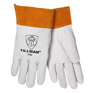 john tillman x-large 12 12"" pearl and gold premium top grain kidskin unlined tig welders gloves with 2"" cuff and kevlar thread locking stitch (carded)