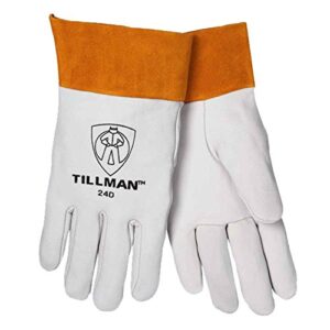 John Tillman X-Large 12 12"" Pearl and Gold Premium Top Grain Kidskin Unlined TIG Welders Gloves with 2"" Cuff and Kevlar Thread Locking Stitch (Carded)