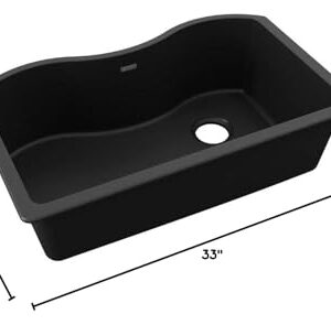 Elkay ELGUS3322RBK0 Quartz Classic Single Bowl Undermount Sink, Black