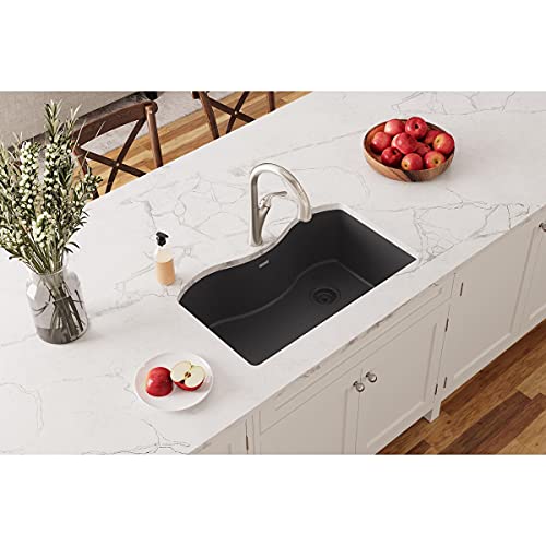 Elkay ELGUS3322RBK0 Quartz Classic Single Bowl Undermount Sink, Black