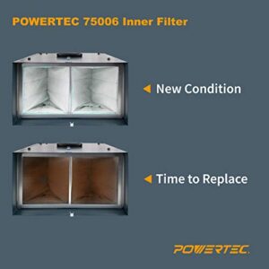 POWERTEC 75006 1 Micron Inner Filter for POWERTEC AF4000, AF4001/ WEN 3410/ Shop Fox W1830 Air Filtration System, 1pk, Air Filtration Systems Woodworking for Shop Dust Collectors, Workshop and Garage