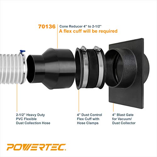 POWERTEC 70136 4-Inch Hose to 2-1/2 Inch Hose Cone Reducer