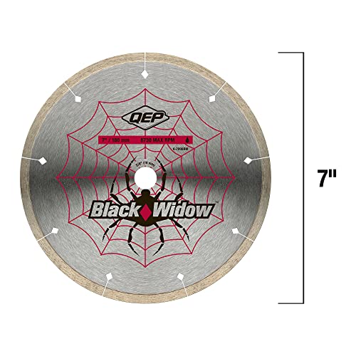 QEP 7" Black Widow Premium-Grade, Thin Rim Diamond Blade for Wet Cutting of Porcelain, Ceramic, Granite and Marble Tile