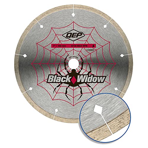 QEP 7" Black Widow Premium-Grade, Thin Rim Diamond Blade for Wet Cutting of Porcelain, Ceramic, Granite and Marble Tile