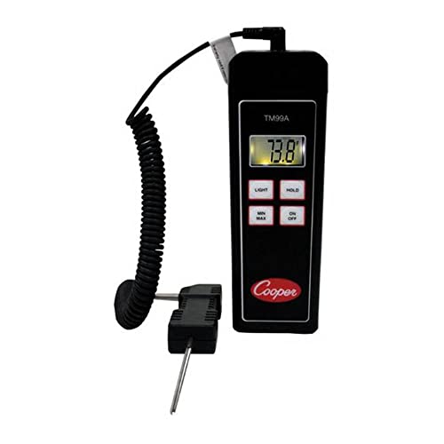 Cooper-Atkins TM99A Thermistor Temperature Instrument with 1075 General Purpose Probe and Pouch, -40°F to 302°F Temperature Range, Black