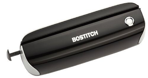 Bostitch Office Electric 3-Hole Punch, AC Adapter or Battery Powered, Max Sheet Capacity 12 Sheets, Black (EHP3BLK)