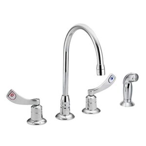 moen 8244 commercial m-dura kitchen faucet with side spray with 4-inch handles 2.2 gpm, chrome, 0.5