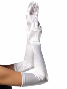 leg avenue women's os extra long satin gloves, white, one size