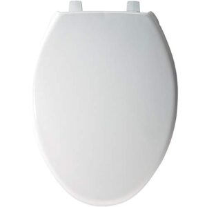 BEMIS 7850TDG 000 Commercial Heavy Duty Open Front Toilet Seat with Cover that will Never Loosen & Reduce Call-backs, ELONGATED, Plastic, White