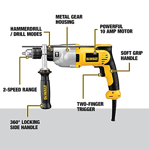 DEWALT Hammer Drill Kit, 1/2-Inch, 10-Amp, Pistol Grip (DWD520K )