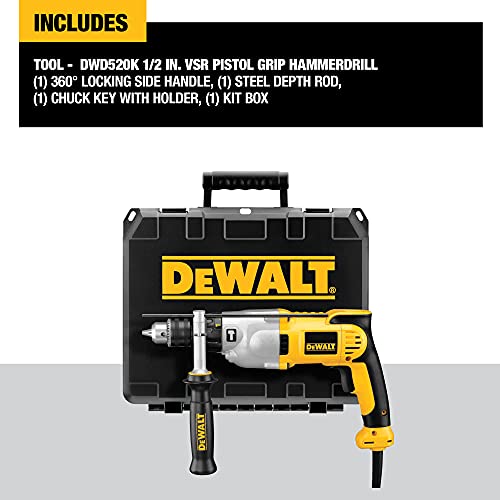 DEWALT Hammer Drill Kit, 1/2-Inch, 10-Amp, Pistol Grip (DWD520K )