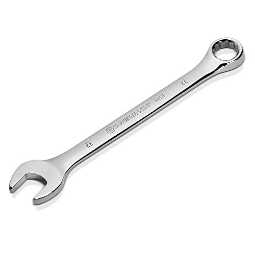 Powerbuilt 22mm Metric Combination Wrench, 12 Point Double Ended Box and Open End, 15 Degree Offset Polished 644126