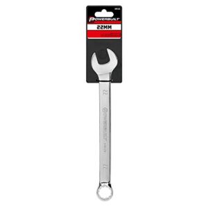 Powerbuilt 22mm Metric Combination Wrench, 12 Point Double Ended Box and Open End, 15 Degree Offset Polished 644126