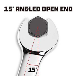 Powerbuilt 22mm Metric Combination Wrench, 12 Point Double Ended Box and Open End, 15 Degree Offset Polished 644126