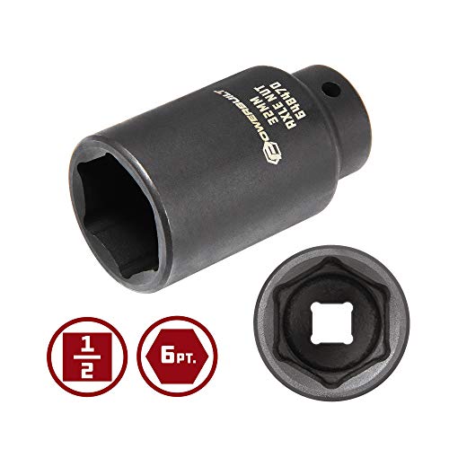 Powerbuilt 648470 1/2-Inch Driver by 32mm Axle Nut Socket, Black