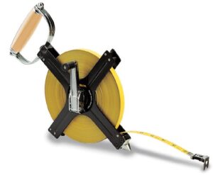 komelon n6300 300-feet open reel metal frame long steel tape measure