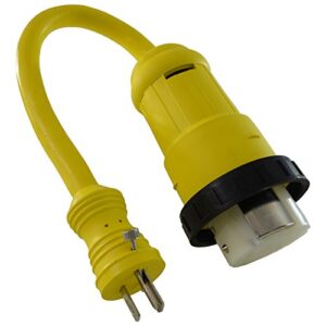 conntek 14422 rv pigtail adapter standard plug w/screw to 50 amp locking w/threaded ring