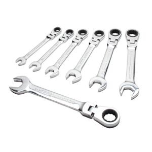 dewalt combination ratcheting wrench set, sae/standard wrenches, flex head, 7-piece (dwmt74195)