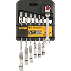 DEWALT Combination Ratcheting Wrench Set, SAE/Standard Wrenches, Flex Head, 7-Piece (DWMT74195)