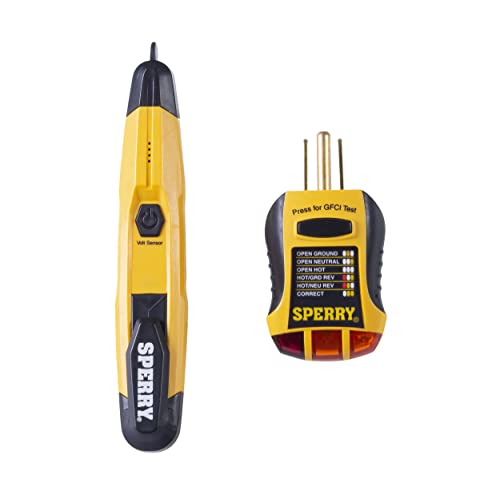 Sperry Instruments STK001 Non-Contact Voltage Tester (VD6504) & GFCI Outlet / Receptacle Tester (GFI6302) Kit, Electrical AC Voltage Detector, Yellow & Black