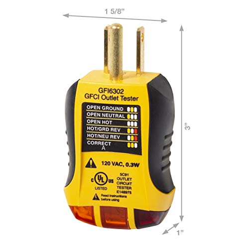 Sperry Instruments STK001 Non-Contact Voltage Tester (VD6504) & GFCI Outlet / Receptacle Tester (GFI6302) Kit, Electrical AC Voltage Detector, Yellow & Black