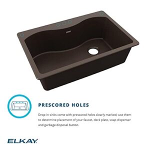 Elkay ELGS3322RBK0 Quartz Classic Single Bowl Drop-in Sink, Black