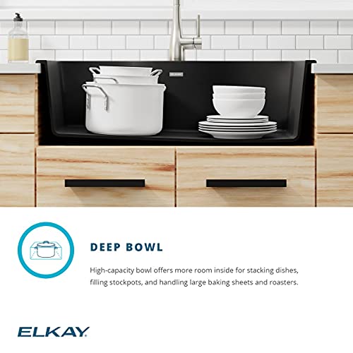 Elkay ELGS3322RBK0 Quartz Classic Single Bowl Drop-in Sink, Black