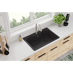 Elkay ELGS3322RBK0 Quartz Classic Single Bowl Drop-in Sink, Black