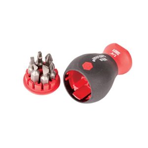 wiha 38048 stubby screwdriver with six-in-one insert bits, multi-bit