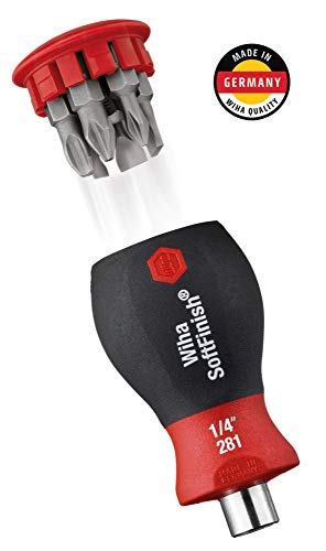 Wiha 38048 Stubby Screwdriver With Six-In-One Insert Bits, Multi-Bit