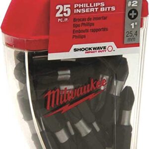 Milwaukee Electric Tool 48-32-4604 Shockwave Impact Duty insert Bit, NO 2, Phillips, 1" OAL, Proprietary Steel