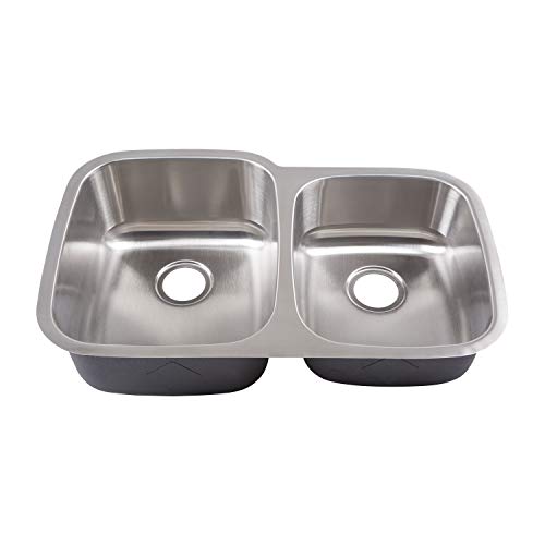 Yosemite Home Decor MAG503 18-Gauge Stainless Steel Undermount Double Bowl Kitchen Sink, Satin