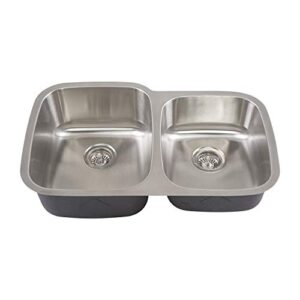 Yosemite Home Decor MAG503 18-Gauge Stainless Steel Undermount Double Bowl Kitchen Sink, Satin